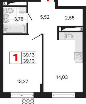 1-к квартира, вторичка, 39м2, 15/25 этаж