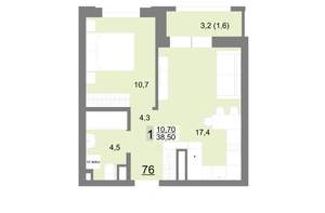 1-к квартира, вторичка, 39м2, 11/26 этаж