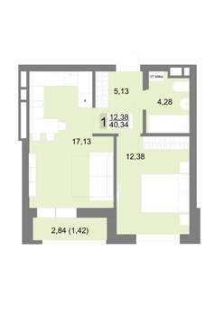 1-к квартира, вторичка, 40м2, 11/22 этаж