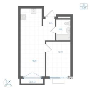 1-к квартира, вторичка, 35м2, 2/4 этаж