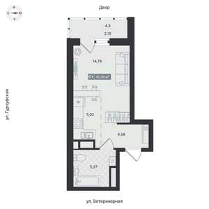 1-к квартира, вторичка, 32м2, 9/24 этаж