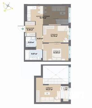 2-к квартира, вторичка, 82м2, 8/9 этаж