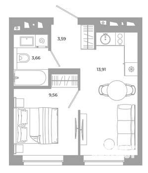 1-к квартира, вторичка, 31м2, 19/24 этаж