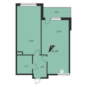 1-к квартира, вторичка, 51м2, 23/25 этаж