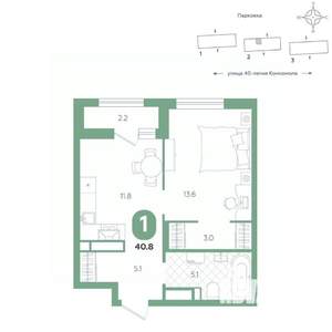 1-к квартира, вторичка, 41м2, 6/20 этаж