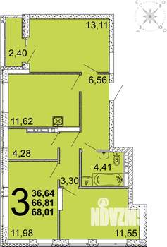 3-к квартира, вторичка, 69м2, 9/10 этаж