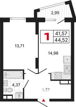 1-к квартира, вторичка, 44м2, 30/31 этаж