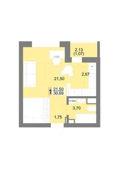 Студия квартира, вторичка, 33м2, 23/27 этаж