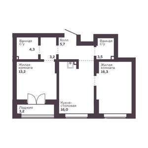 2-к квартира, вторичка, 62м2, 16/30 этаж