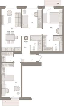 3-к квартира, вторичка, 96м2, 5/9 этаж