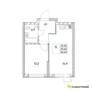 1-к квартира, вторичка, 35м2, 14/31 этаж