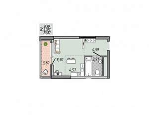 Студия квартира, строящийся дом, 24м2, 30/31 этаж