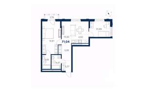 2-к квартира, вторичка, 71м2, 16/28 этаж