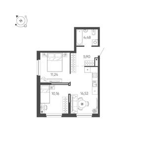 2-к квартира, строящийся дом, 48м2, 5/24 этаж