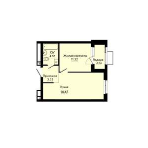 1-к квартира, строящийся дом, 39м2, 4/30 этаж