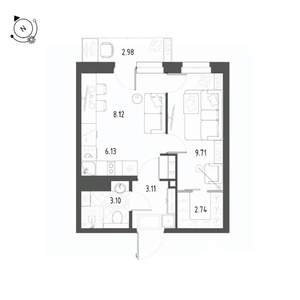 1-к квартира, вторичка, 34м2, 20/22 этаж