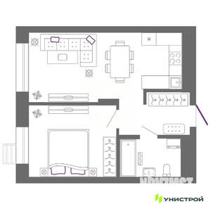 1-к квартира, вторичка, 43м2, 4/5 этаж