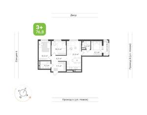 3-к квартира, вторичка, 77м2, 4/17 этаж