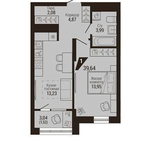 1-к квартира, вторичка, 40м2, 19/23 этаж