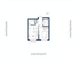 1-к квартира, вторичка, 41м2, 19/21 этаж