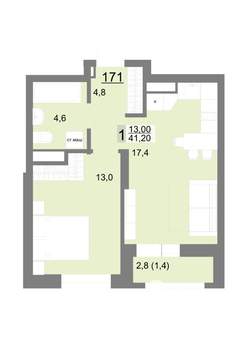 1-к квартира, вторичка, 41м2, 20/26 этаж