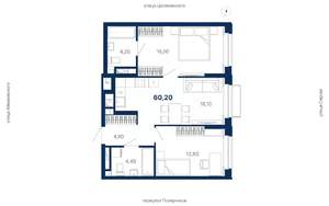 2-к квартира, вторичка, 60м2, 22/29 этаж