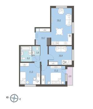 3-к квартира, вторичка, 71м2, 11/15 этаж