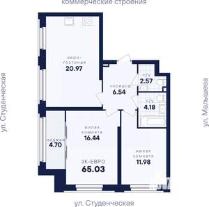 2-к квартира, вторичка, 65м2, 10/31 этаж
