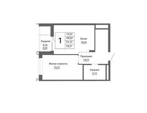 1-к квартира, вторичка, 51м2, 7/16 этаж
