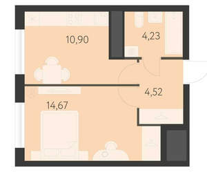 1-к квартира, вторичка, 34м2, 14/25 этаж