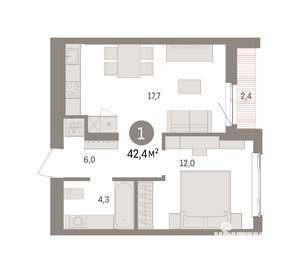 1-к квартира, вторичка, 42м2, 6/16 этаж