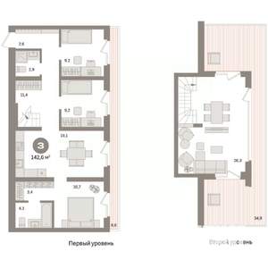 3-к квартира, вторичка, 143м2, 7/7 этаж