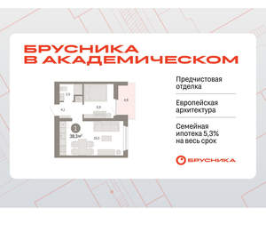 1-к квартира, вторичка, 39м2, 9/9 этаж