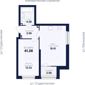 1-к квартира, вторичка, 41м2, 2/31 этаж