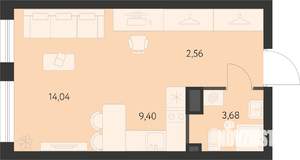 Студия квартира, вторичка, 30м2, 2/18 этаж