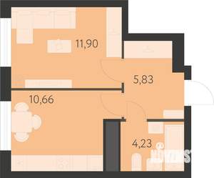 1-к квартира, вторичка, 33м2, 23/25 этаж