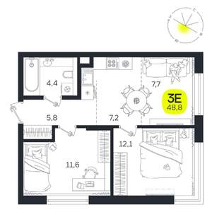 3-к квартира, вторичка, 49м2, 2/27 этаж