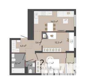 2-к квартира, строящийся дом, 59м2, 9/17 этаж