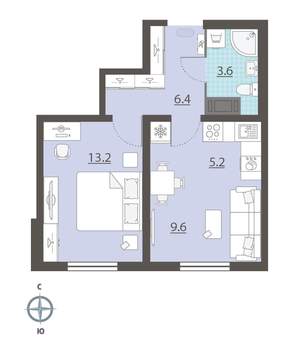1-к квартира, вторичка, 38м2, 18/25 этаж