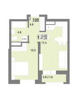 1-к квартира, вторичка, 41м2, 23/26 этаж