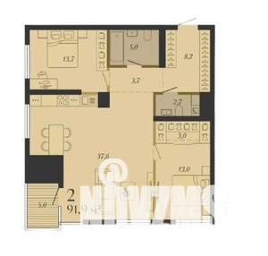 Студия квартира, вторичка, 92м2, 6/8 этаж