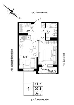 1-к квартира, вторичка, 40м2, 18/24 этаж