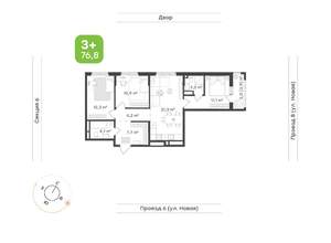 3-к квартира, вторичка, 77м2, 11/17 этаж