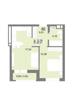 1-к квартира, строящийся дом, 40м2, 5/22 этаж