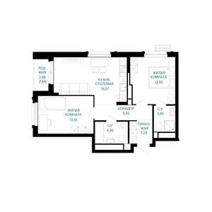 2-к квартира, вторичка, 63м2, 16/30 этаж