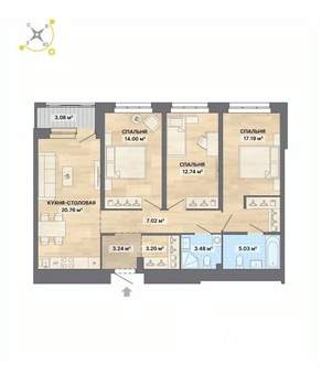 3-к квартира, вторичка, 90м2, 17/30 этаж
