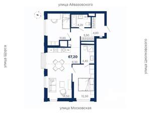 2-к квартира, вторичка, 67м2, 20/29 этаж