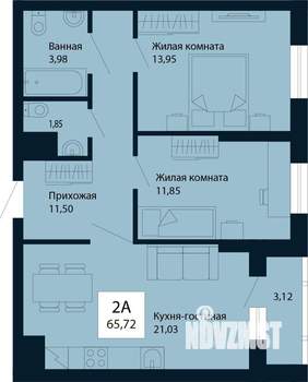2-к квартира, строящийся дом, 66м2, 4/30 этаж