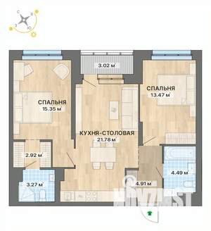 2-к квартира, вторичка, 69м2, 14/25 этаж