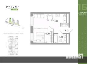 1-к квартира, вторичка, 36м2, 8/31 этаж